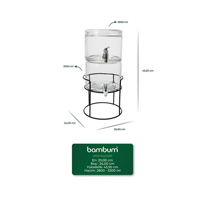 Bambum Talia İki Katlı Cam Sebil 2.8l - 3.3l