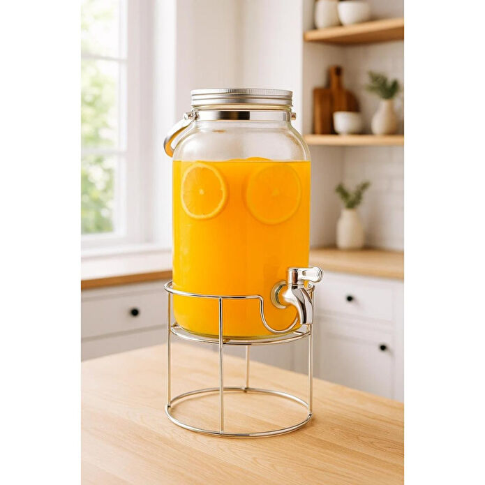 Bambum Crystal Metal Standlı Cam Sebil 3.5l