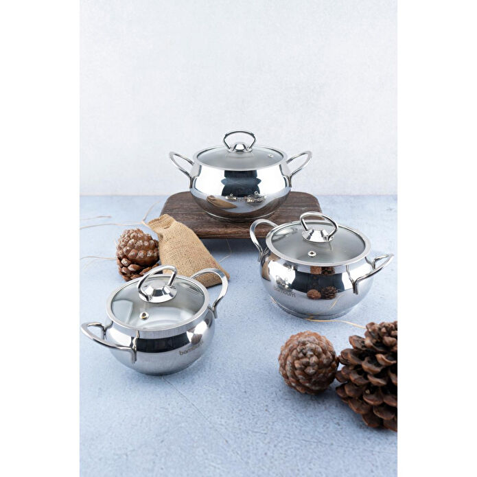 Bambum Rose Küre 6 Parça Derin Tencere Takımı B4247