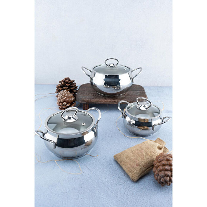 Bambum Rose Küre 6 Parça Derin Tencere Takımı B4247