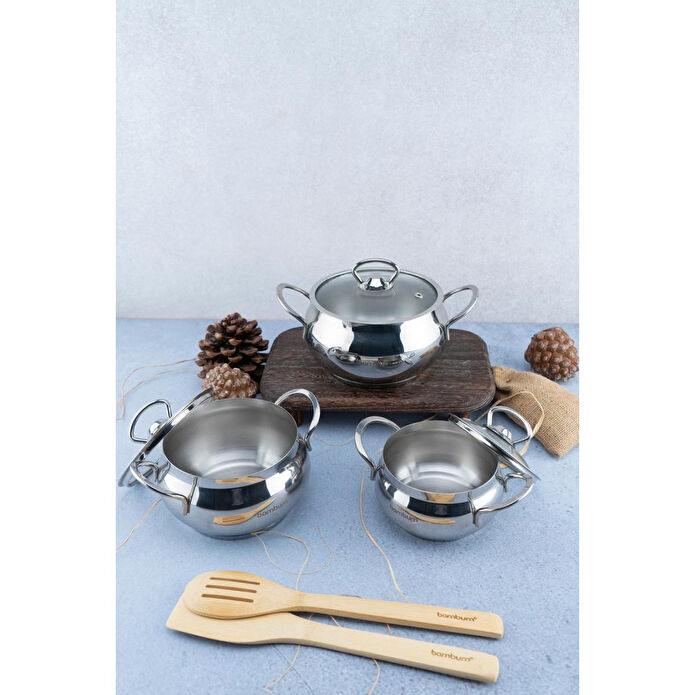 Bambum Rose Küre 6 Parça Derin Tencere Takımı B4247