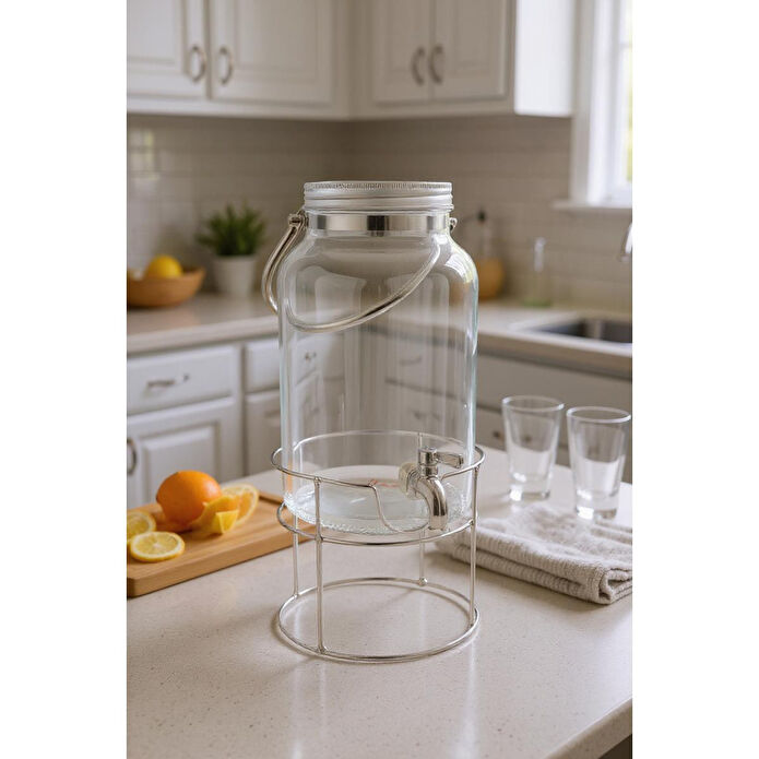 Bambum Crystal Metal Standlı Cam Sebil 6l