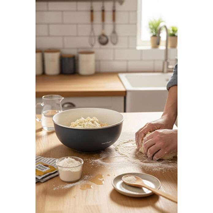 Bambum Nostalji Karıştırma Kabı Koyu Gri 24 Cm