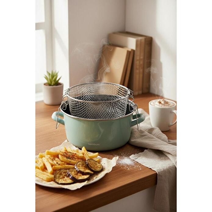 Bambum Nostalji Kızartma Tenceresi Açık Yeşil 22 Cm