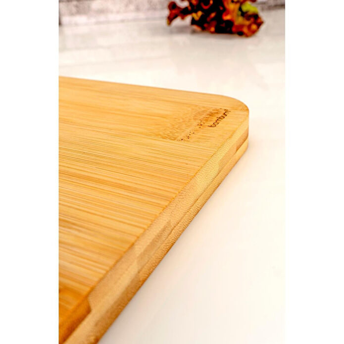 Bambum Zoe Çelik Kulplu Kesme Tahtası Dikdörtgen