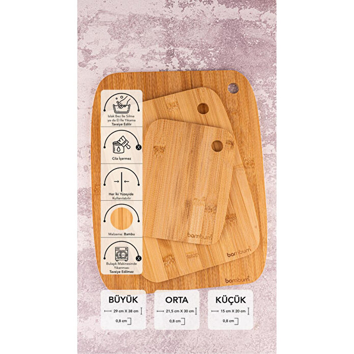 Bambum Tedi 3'lü Kesme Tahtası