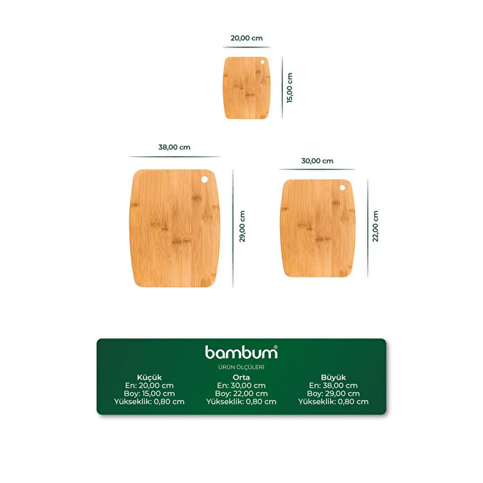 Bambum Tedi 3'lü Kesme Tahtası