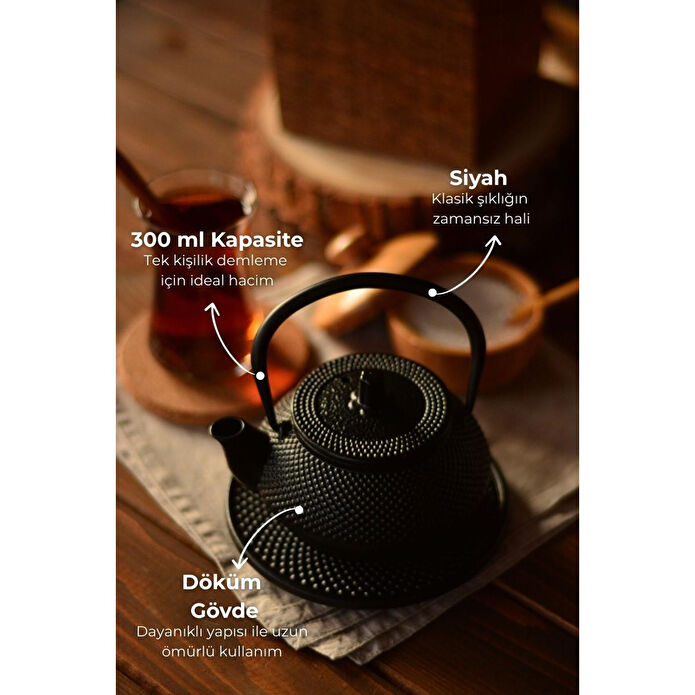 Bambum Linden Sümbül Döküm Demlik 300 Ml Siyah