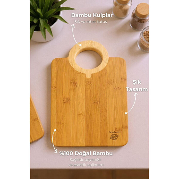 Bambum Terasa Kulplu Kesme Tahtası