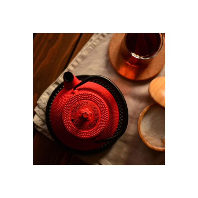 Bambum Taşev T0080 Linden Sümbül Döküm Demlik 300 Ml Kırmızı Döküm Çaydanlık