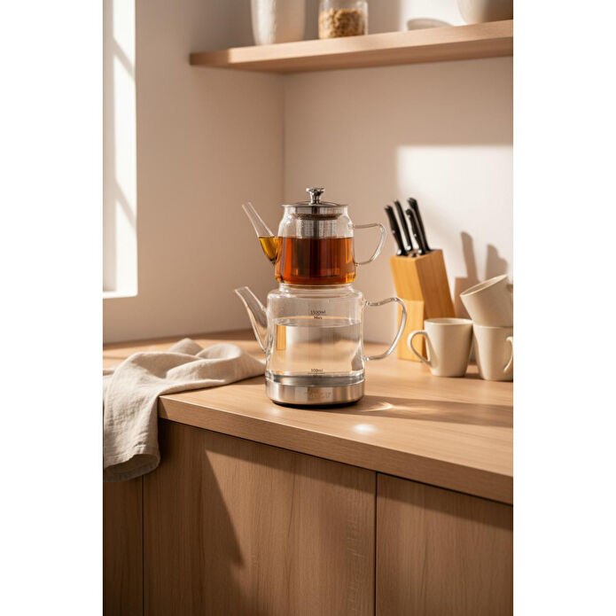 Bambum Gramor Çelik İndüksiyon Tabanlı Cam Çaydanlık