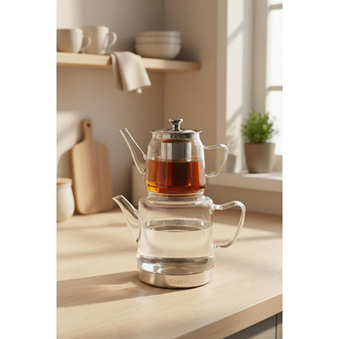 Bambum Gramor Çelik İndüksiyon Tabanlı Cam Çaydanlık