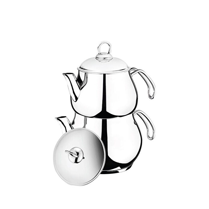 Bambum Solid - Çelik Kulplu Çelik Çaydanlık Takımı