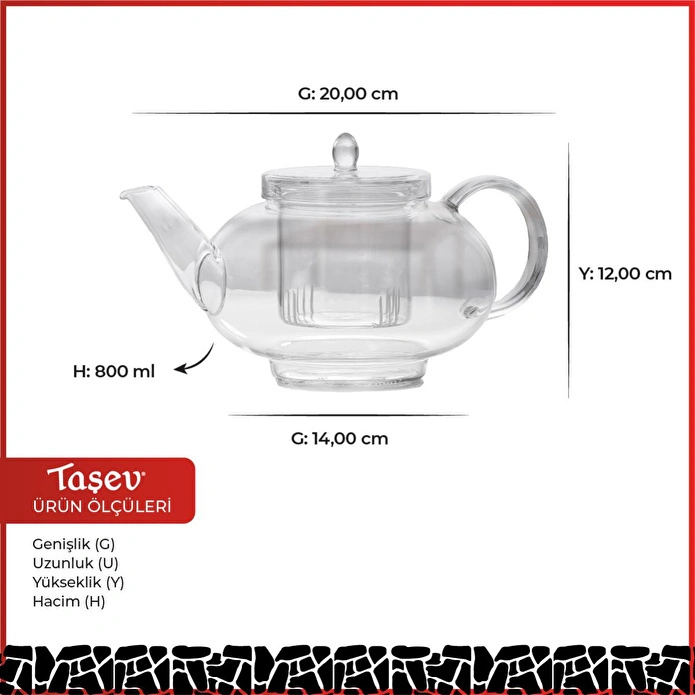 Bambum Taşev Mimosa 800 Ml Süzgeçli Demlik T1617