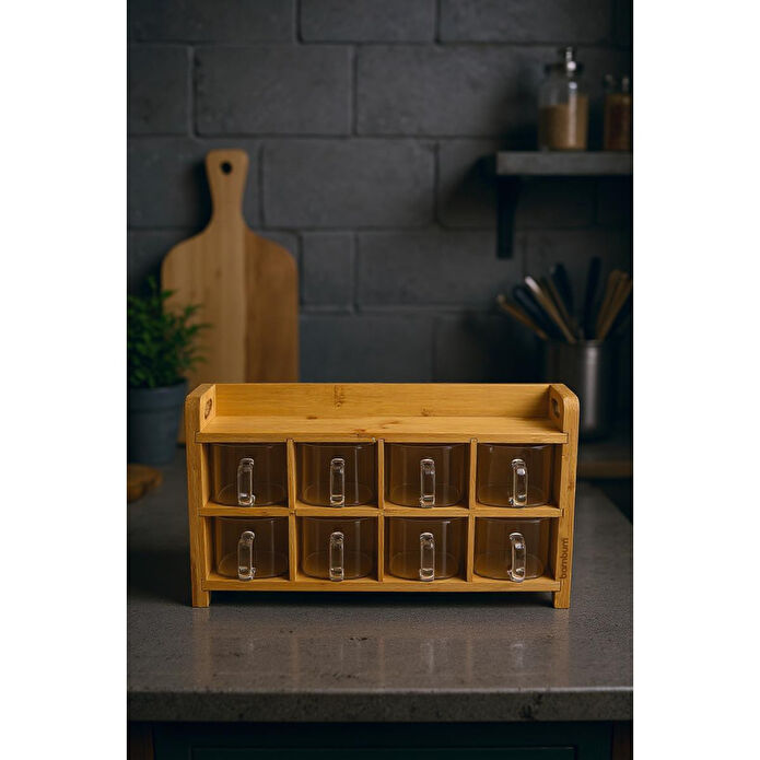 Bambum Tier Bambu Cam 8'li Baharatlık Seti