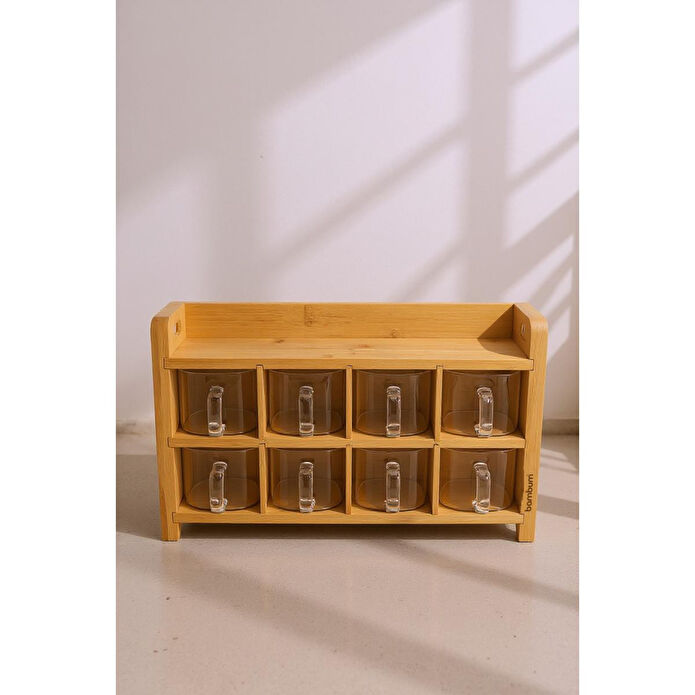 Bambum Tier Bambu Cam 8'li Baharatlık Seti