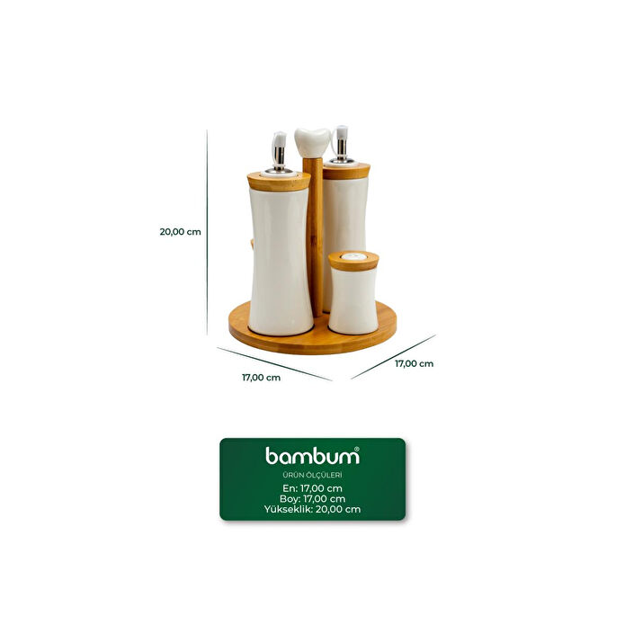 Bambum Fiago Bambu Standlı Yağlık Sirkelik Tuzluk Ve Biberlik