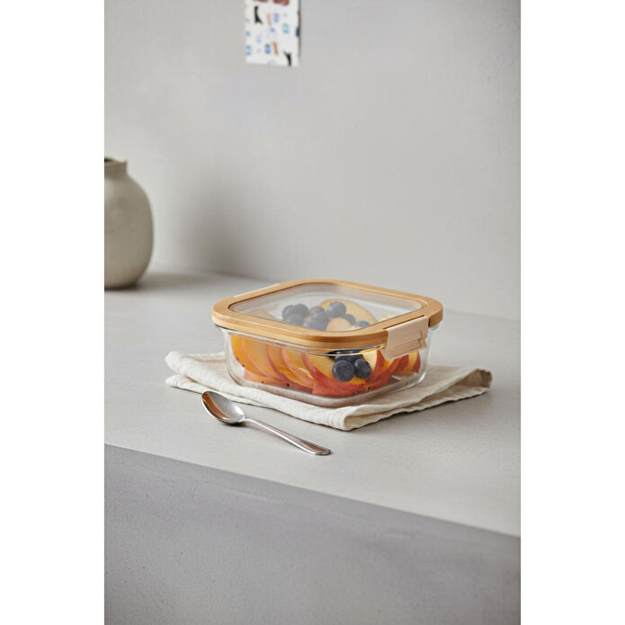 Bambum Poira Cam Kapaklı Kilitli Cam Saklama Kabı 1100 Ml