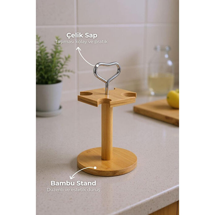 Bambum Tiago Bambu Standlı Yağlık Sirkelik Tuzluk Ve Biberlik