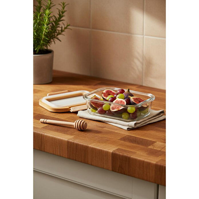 Bambum Moira Cam Kapaklı Kilitli Cam Saklama Kabı 370 Ml