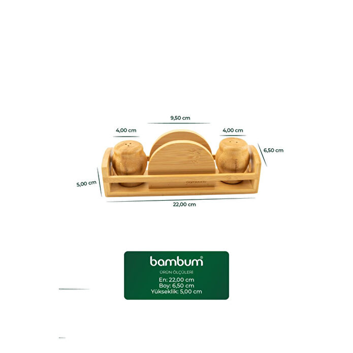 Bambum Elcoda - Peçetelikli Tuzluk & Biberlik