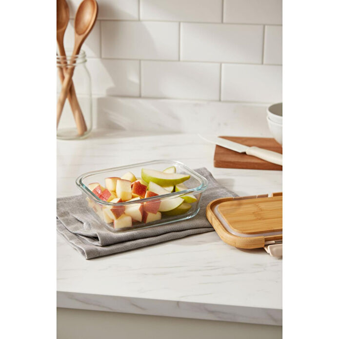 Bambum Satina Kilitli Cam Saklama Kabı 370 Ml