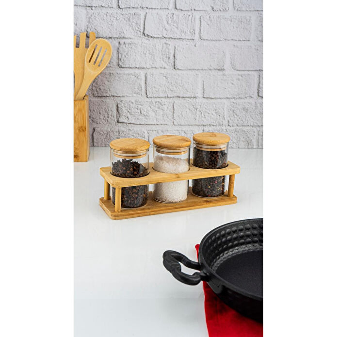 Bambum Andra 4 Parça Standlı Baharatlık Seti Büyük