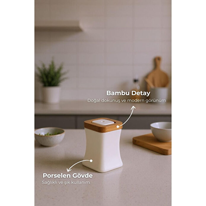 Bambum Shaggy Bambu Standlı Yağlık Sirkelik Tuzluk Ve Biberlik