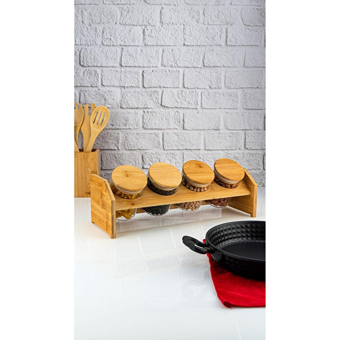 Bambum Tier 5 Parça Tek Katlı Standlı Baharatlık Büyük