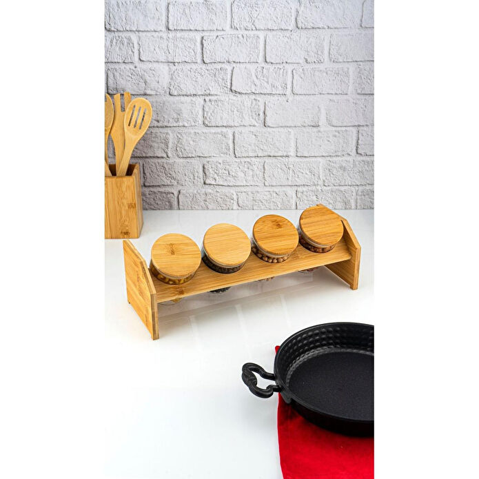 Bambum Tier 5 Parça Tek Katlı Standlı Baharatlık Büyük