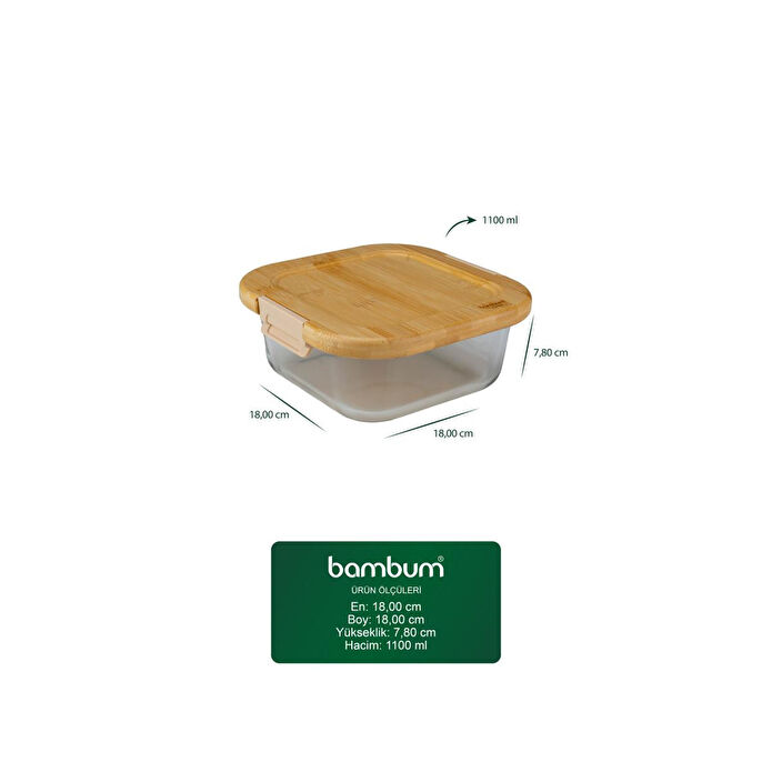 Bambum Patina Kilitli Cam Saklama Kabı 1100 Ml