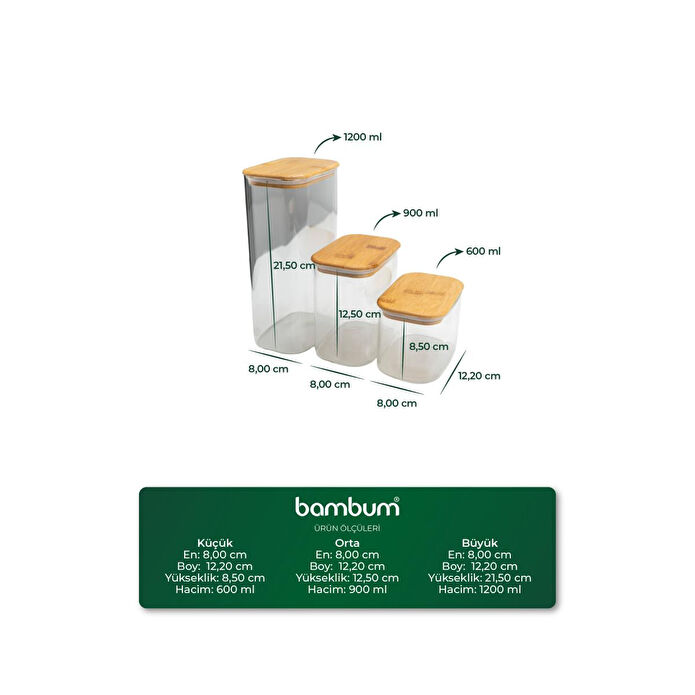 Bambum Thork 3'lü Baharatlık Ve Saklama Kabı Seti