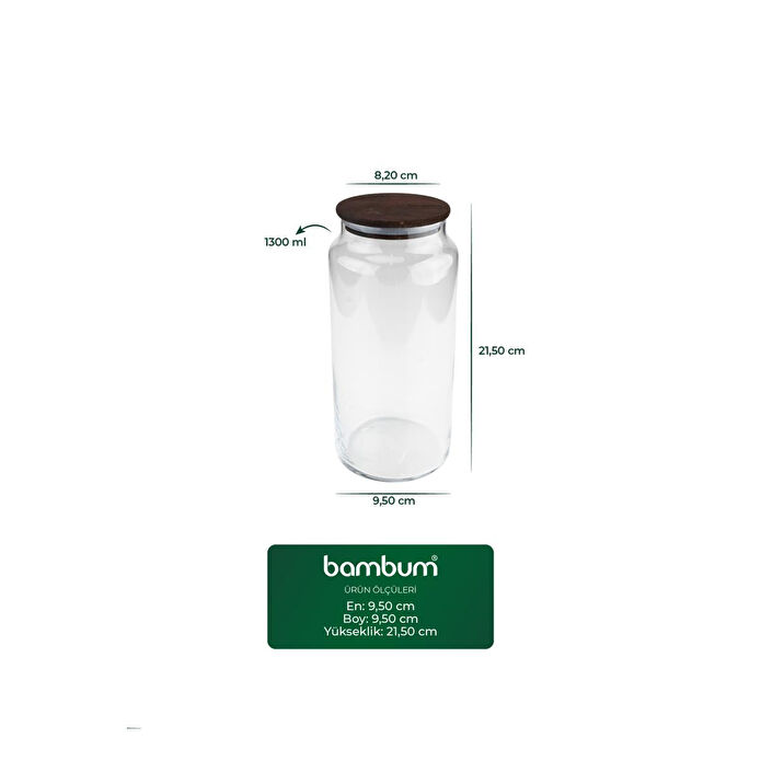 Bambum Nero Zone - Cam Saklama Kabı 1300ml