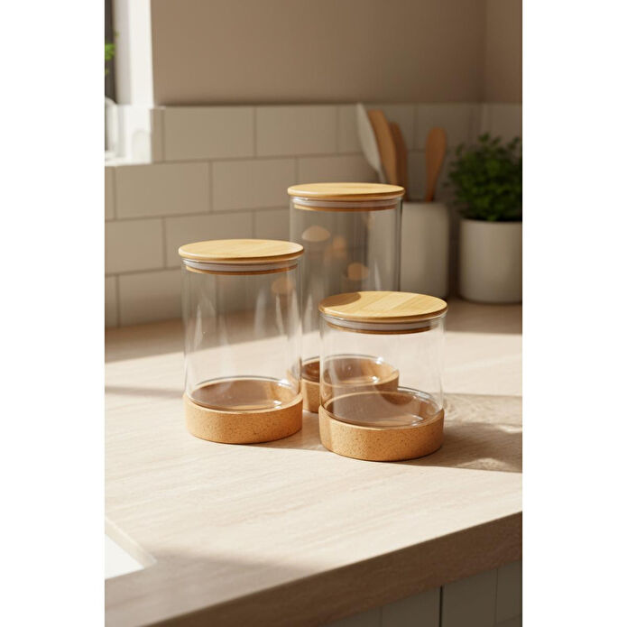 Bambum Corki 3 Lü Saklama Kabı Seti