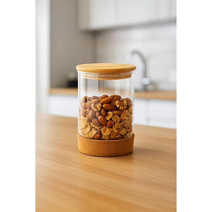 Bambum Corki - Mantar Altlıklı Cam Saklama Kabı 130ml