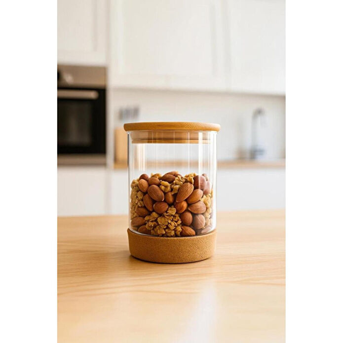 Bambum Corki - Mantar Altlıklı Cam Saklama Kabı 130ml