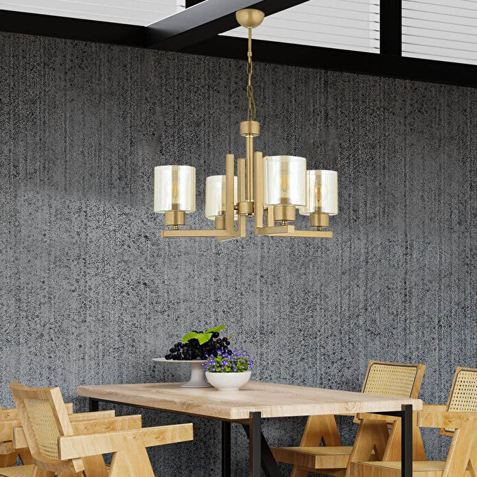 Apliqa Tasse 4 Lü Eskitme Boyalı Avize Bal Camlı Modern Genç Odası Yatak Odası Salon Avize