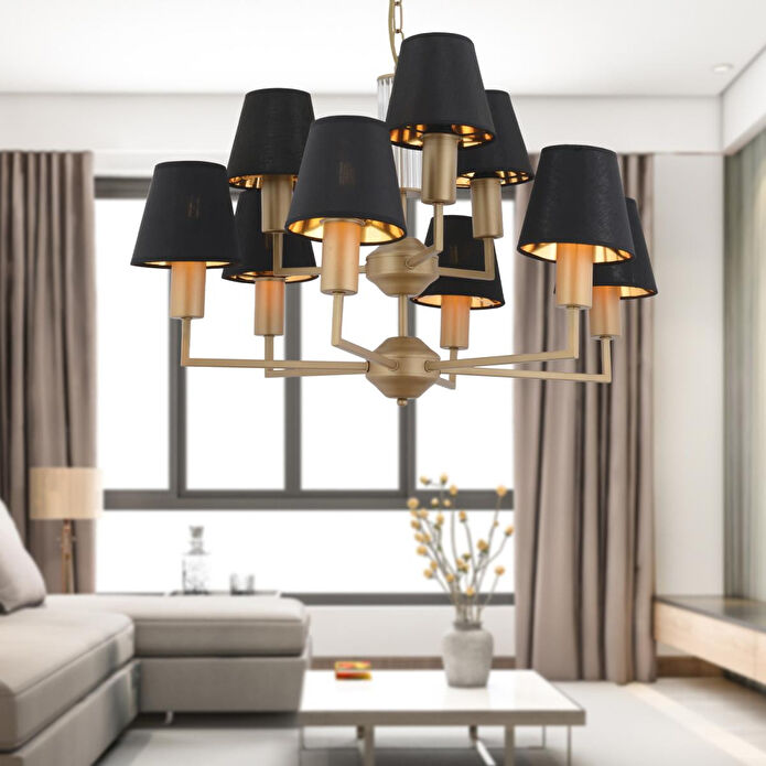 Apliqa Ellery 9'lu Eskitme Siyah Şapkalı Modern Plafonyer Genç Odası Yatak Odası Retro Salon Avize