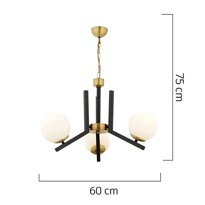 Apliqa Morgan 3 Lü Eskitme Siyah Modern Yatak Odası Mutfak Oturma Odası Salon Avize