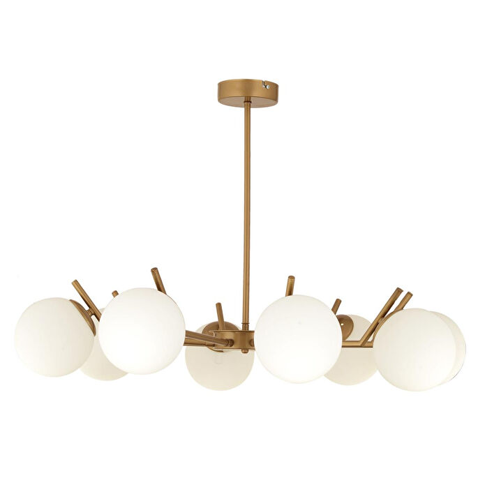 Apliqa Sara 8li Eskitme Boyalı Beyaz Camlı Modern Genç Odası Yemek Masası Üstü Salon Avize