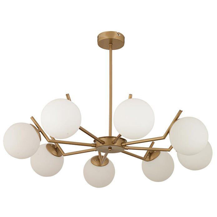 Apliqa Sara 8li Eskitme Boyalı Beyaz Camlı Modern Genç Odası Yemek Masası Üstü Salon Avize