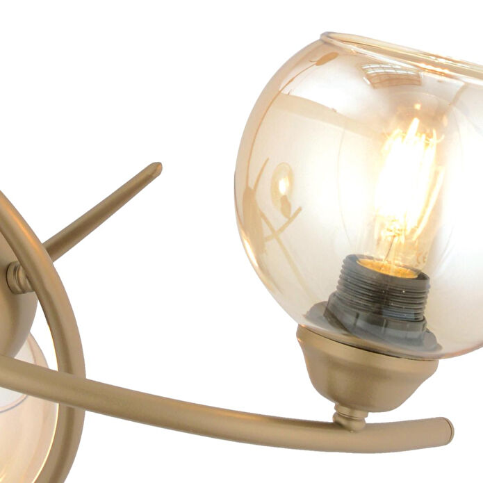 Apliqa Pireal 3'lü Yuvarlak Eskitme Bal Camlı Modern Oturma Odası Salon Avize