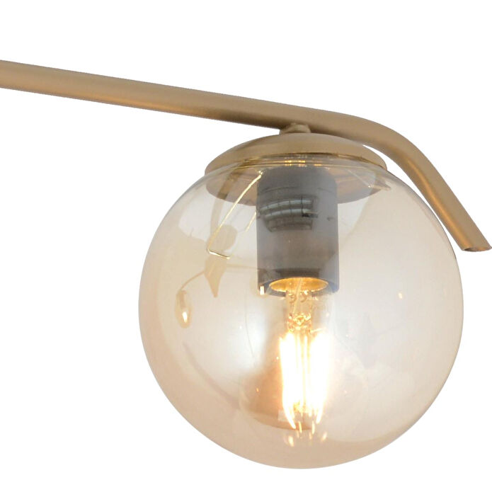 Apliqa Diaspor 3'lü Yuvarlak Eskitme Bal Camlı Modern Plafonyer Genç Odası Yatak Odası Retro Salon Avize