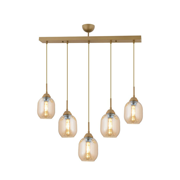 Apliqa Hierro 5 Li Sıralı Eskitme Modern Salon Avize