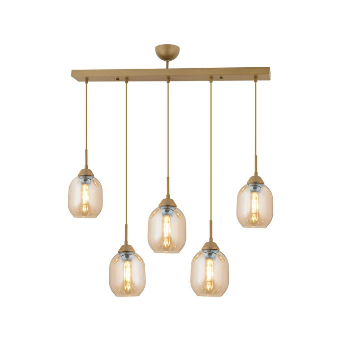 Apliqa Hierro 5 Li Sıralı Eskitme Modern Salon Avize