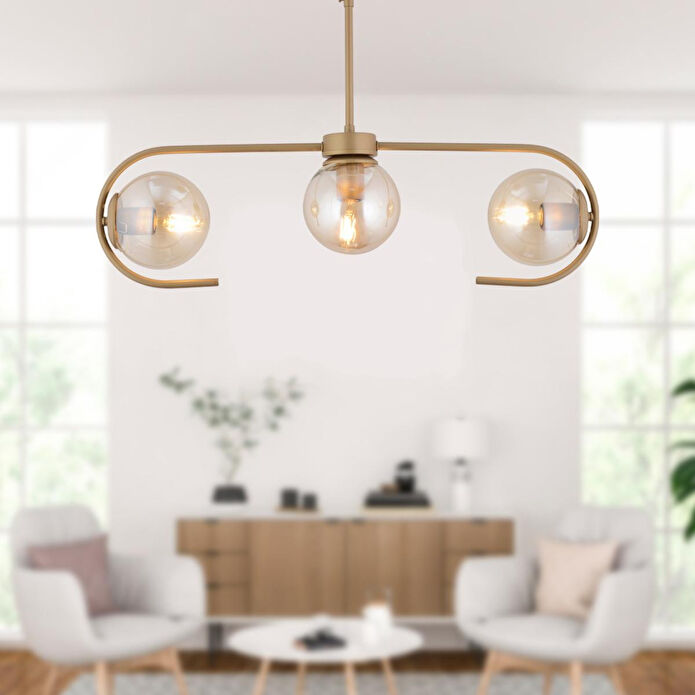 Apliqa Diaspor 3'lü Sıralı Eskitme Modern Sarkıt Genç Odası Yatak Odası Retro Salon Avize