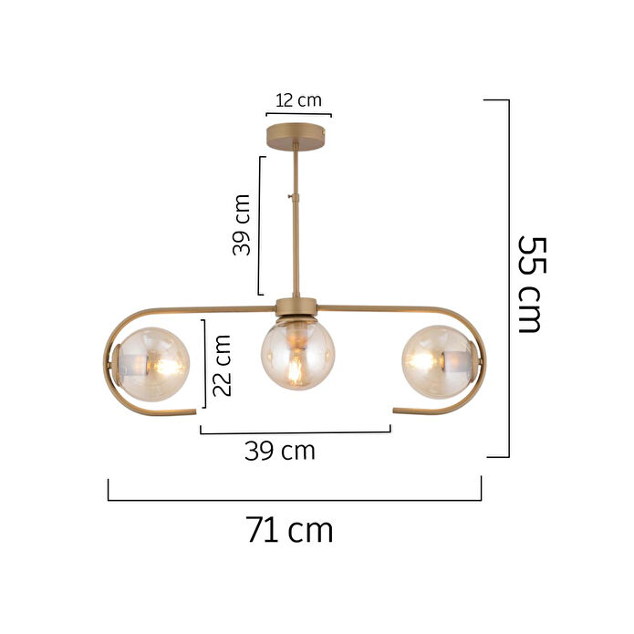 Apliqa Diaspor 3'lü Sıralı Eskitme Modern Sarkıt Genç Odası Yatak Odası Retro Salon Avize