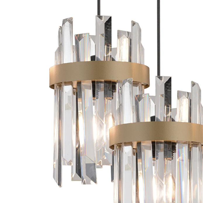 Apliqa Apatit 5'li Sıralı Siyah Eskitme Kristal Taşlı Modern Koridor Yatak Odası Salon Kristalli Avize