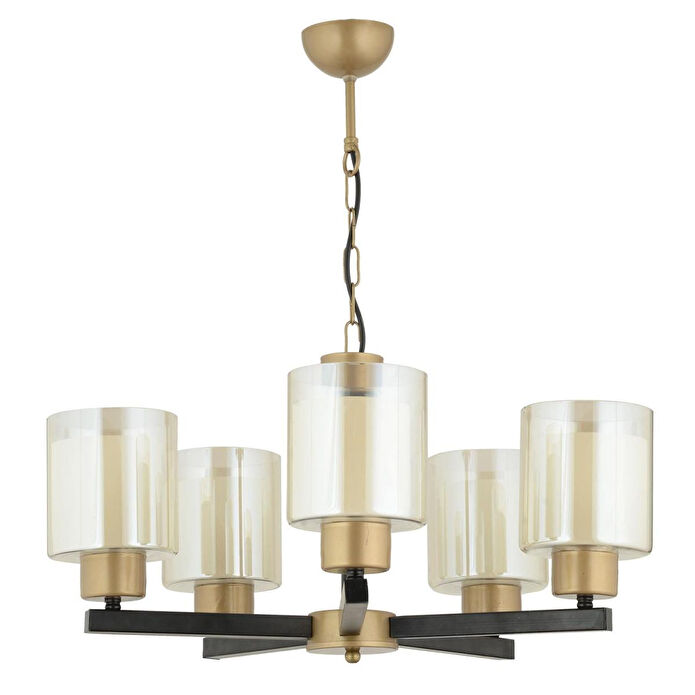 Apliqa Jade 5 Li Avize Eskitme Siyah Boyalı Çift Camlı Modern Genç Odası Yatak Odası Retro Salon Avize