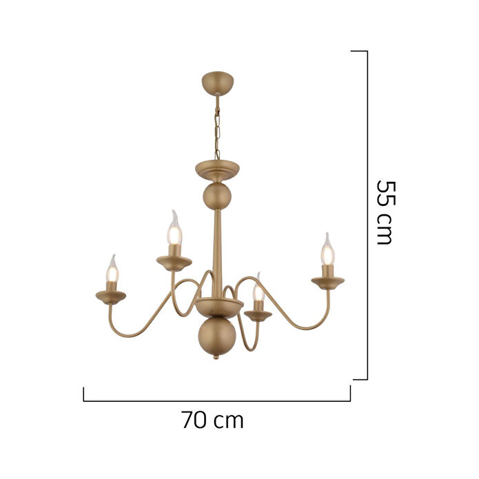 Apliqa Behir 4'lü Eskitme Boyalı Modern Oturma Odası, Yatak Odası Salon Avize